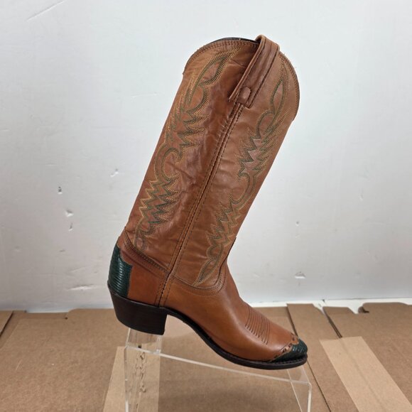 Dan Post Womens Western Exotic Lizard Reptile Caped Tipped Cowboy Boots 7.5 - Picture 7 of 13